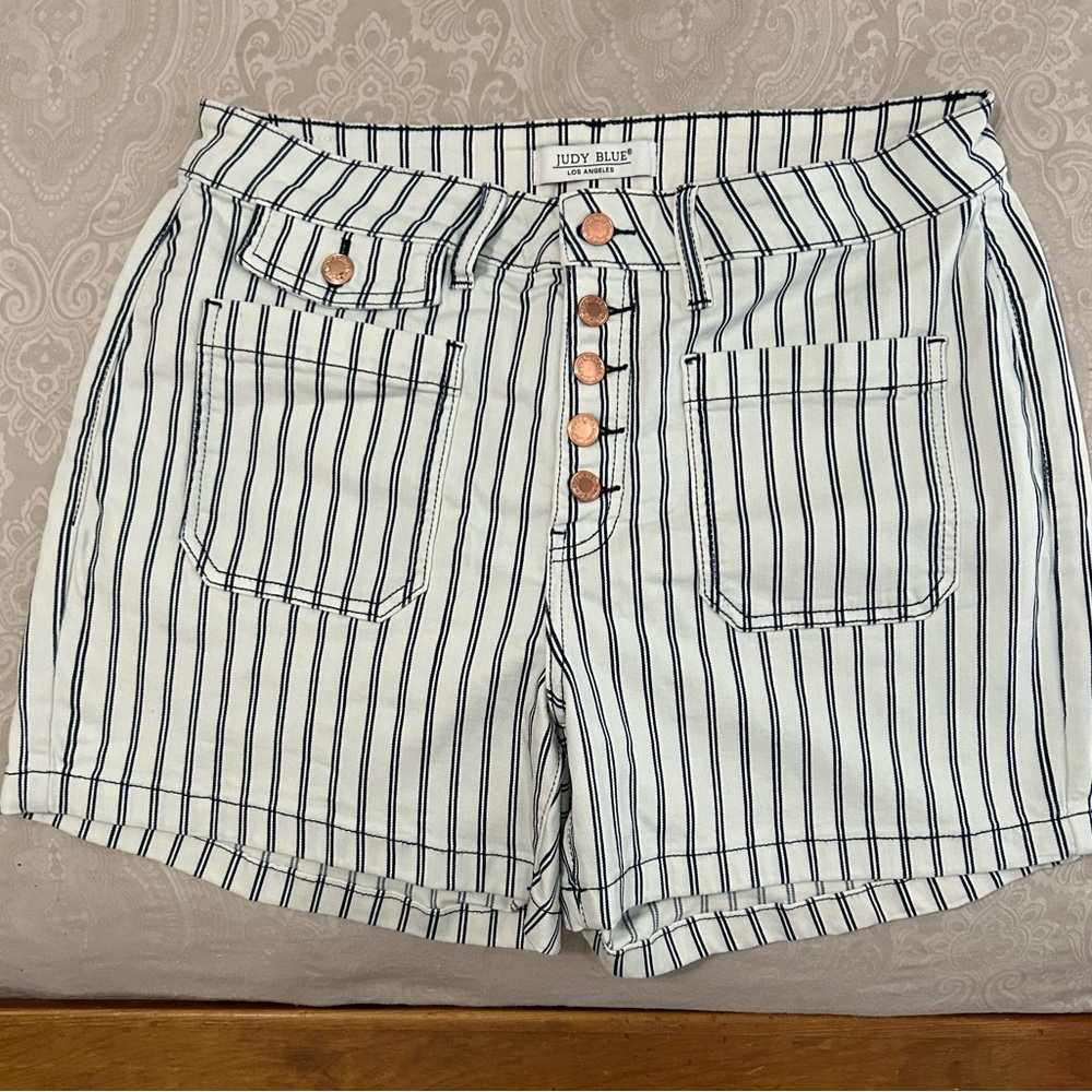 Judy Blue Women's High Waist Striped Shorts